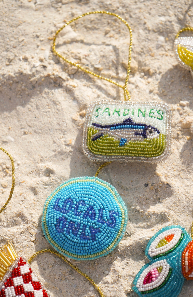 Beaded Bag Charm: Locals Only / Sardines - From Juniper With Love