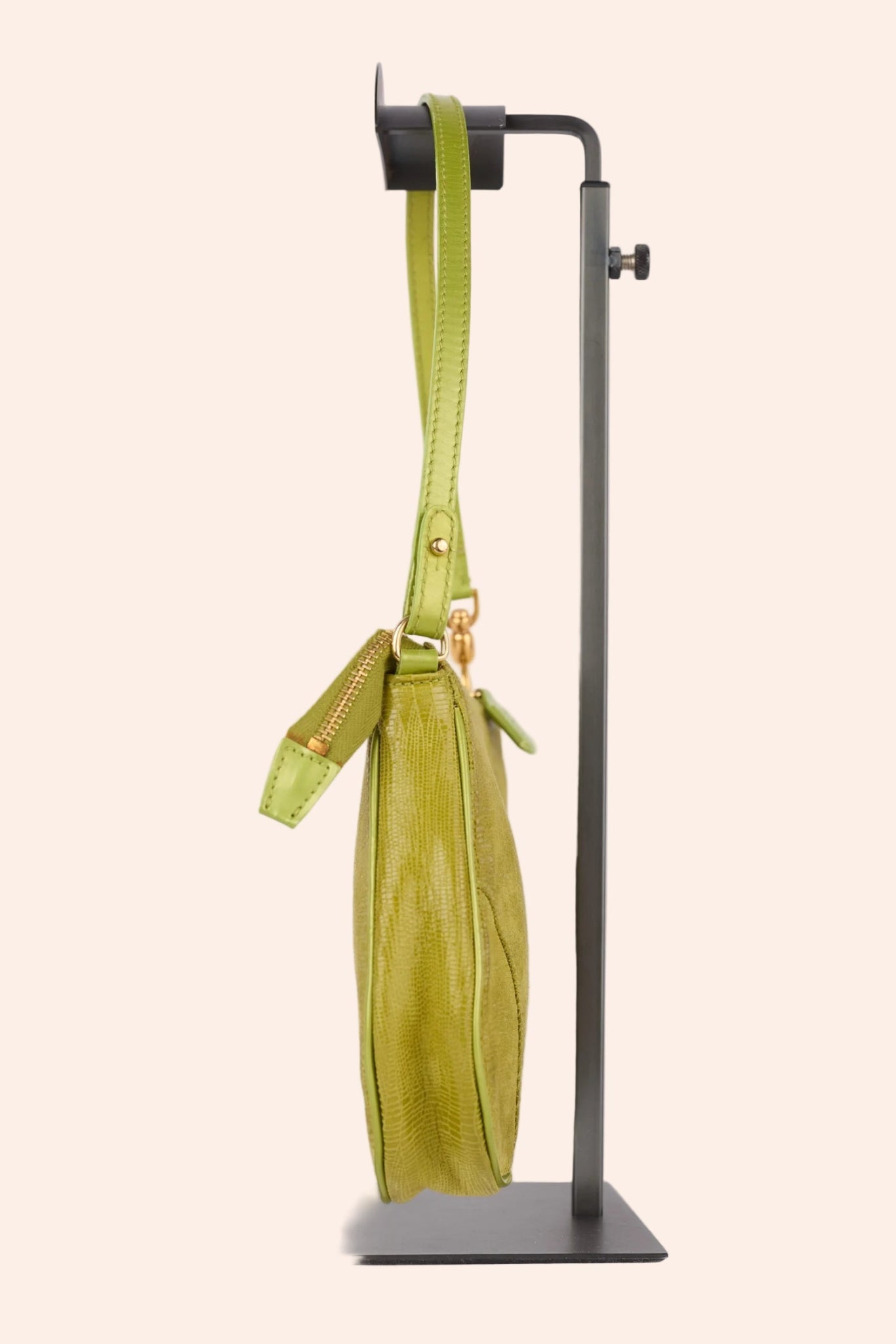 Christian Dior Lizard - Embossed Mini Saddle Bag / Chartreuse Green - From Juniper With Love