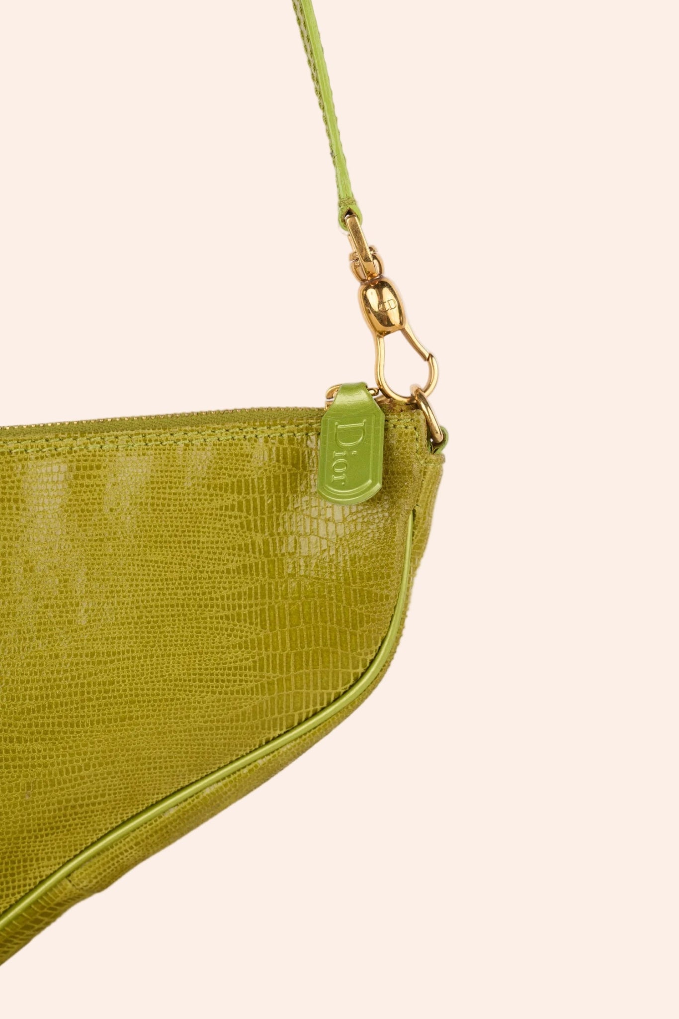 Christian Dior Lizard - Embossed Mini Saddle Bag / Chartreuse Green - From Juniper With Love