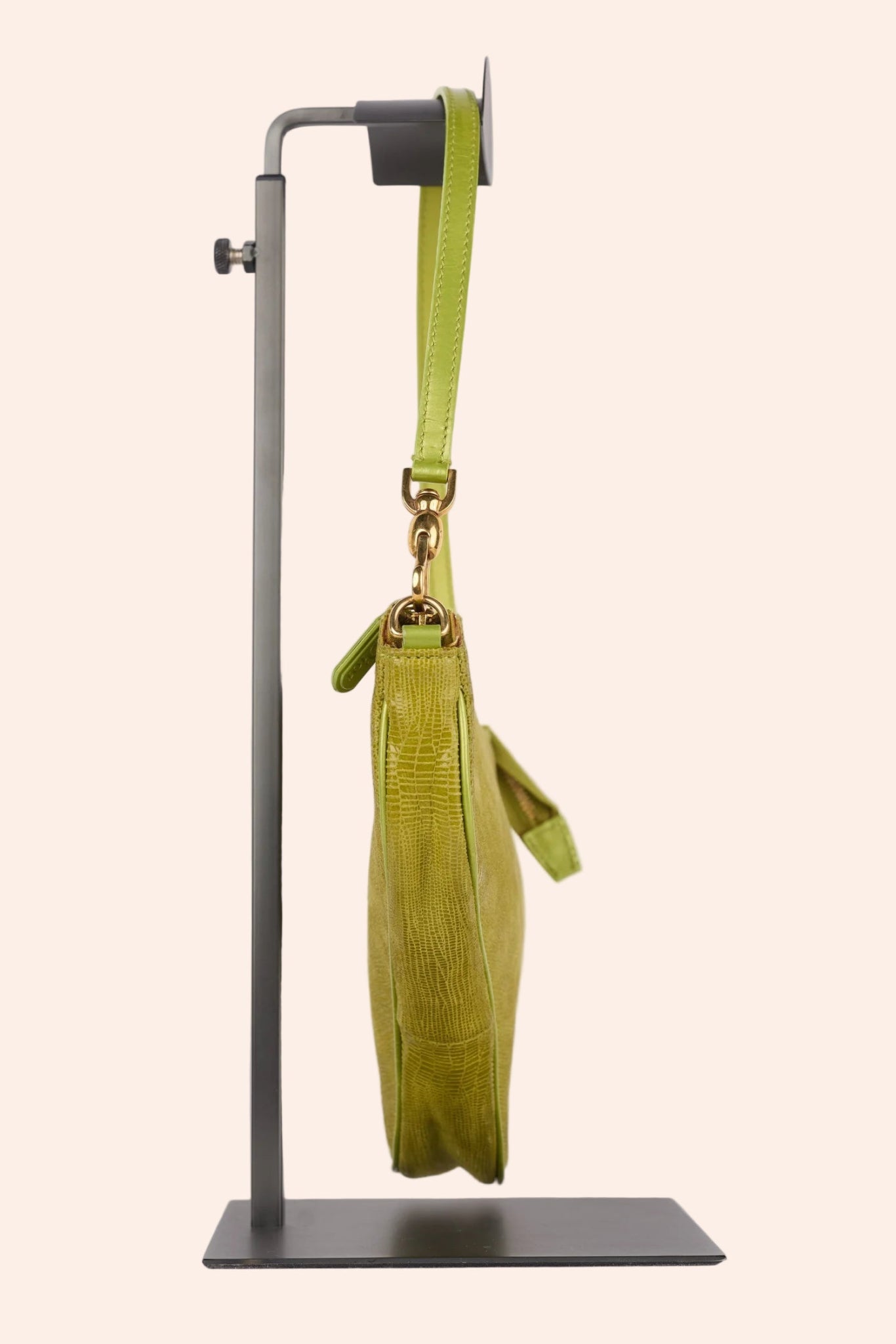 Christian Dior Lizard - Embossed Mini Saddle Bag / Chartreuse Green - From Juniper With Love