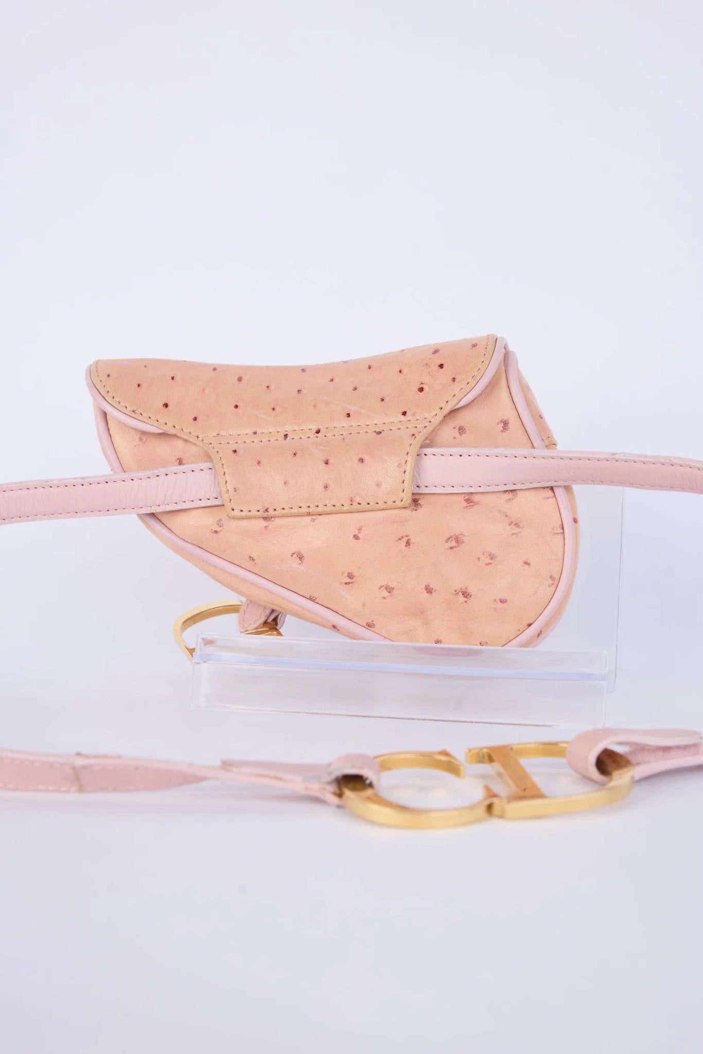 Christian Dior Pink Ostrich Leather Mini Saddle Belt Bag - From Juniper With Love