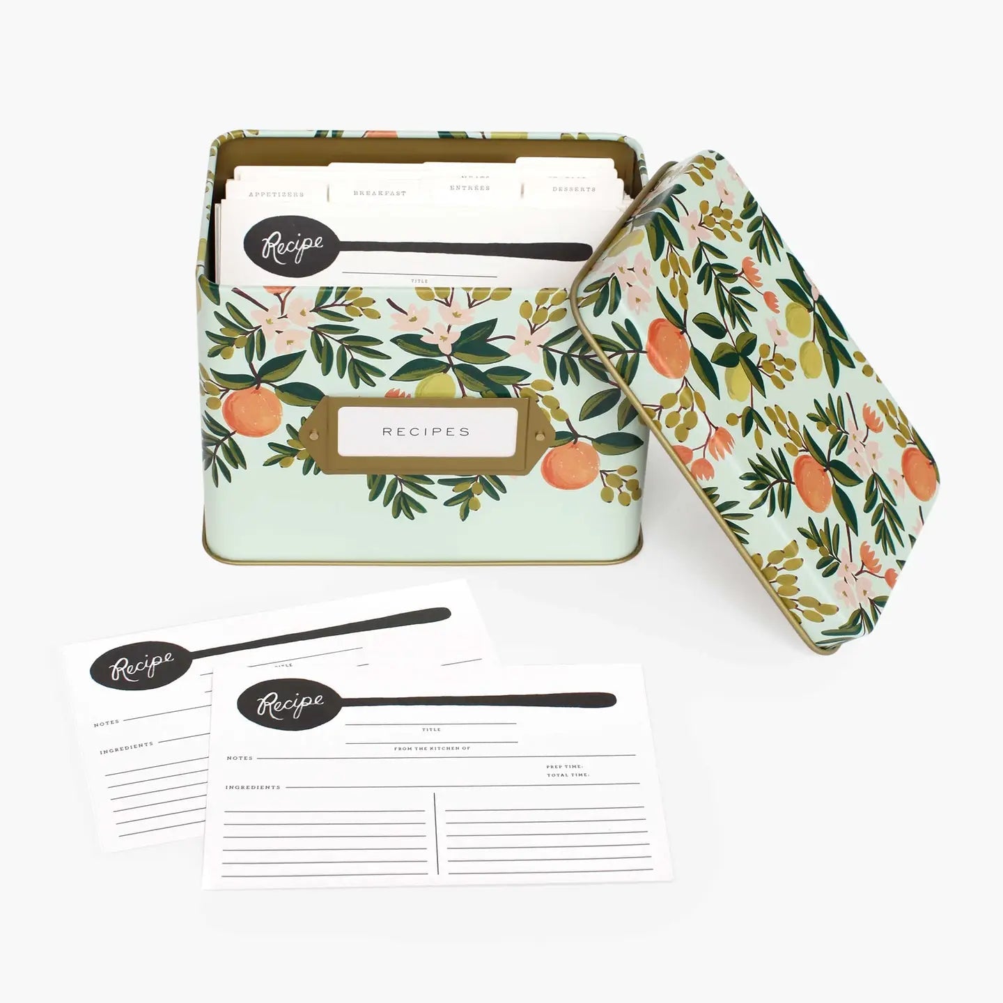 Citrus Floral Tin Recipe Box - From Juniper With Love