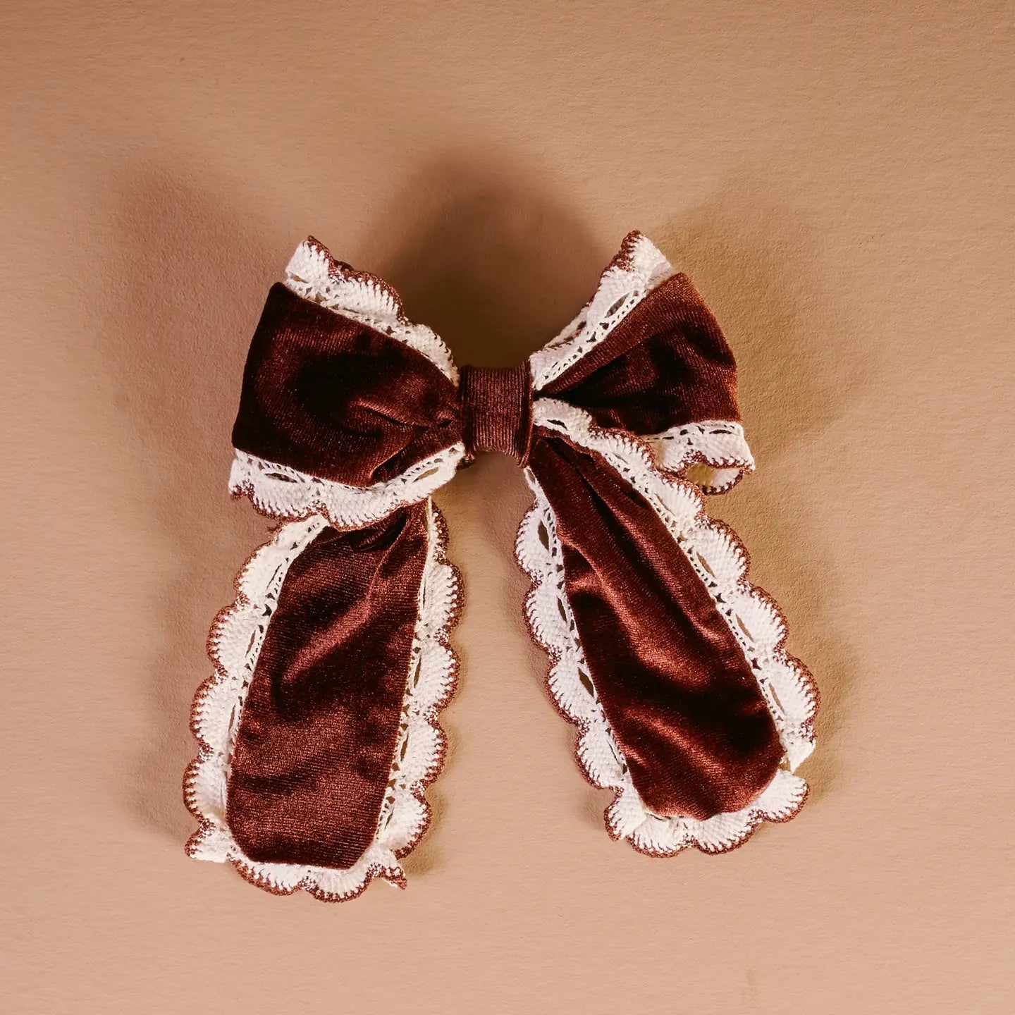 Coquette Velour Hair Bow / Brown - From Juniper With Love