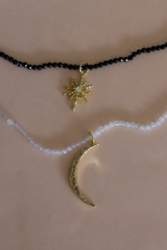 Crescent Moon Beaded Necklace - From Juniper With Love