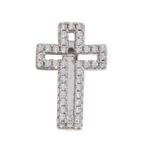 Cross Charms - Longer Glitzy Silver