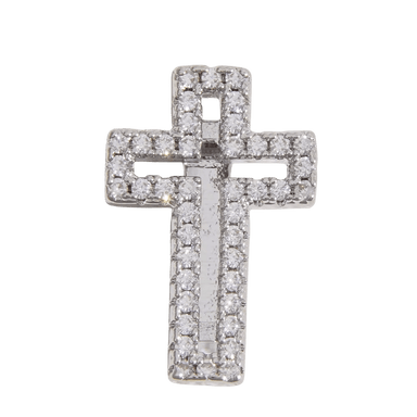 Cross Charms - Longer Glitzy Silver