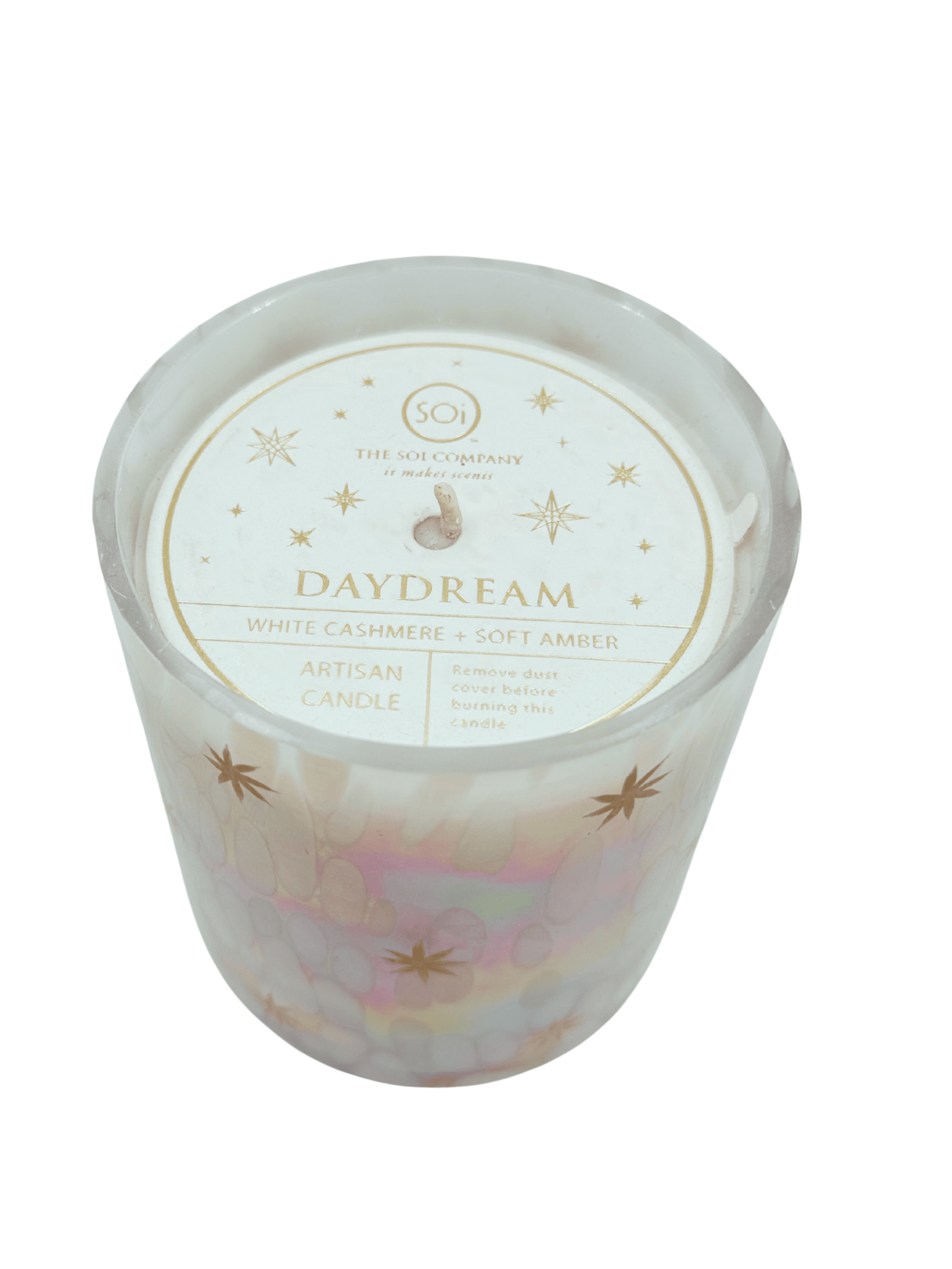 Daydream Iridescent Hand Painted Stars Candle 14oz - From Juniper With Love