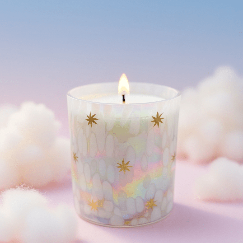 Daydream Iridescent Hand Painted Stars Candle 14oz - From Juniper With Love