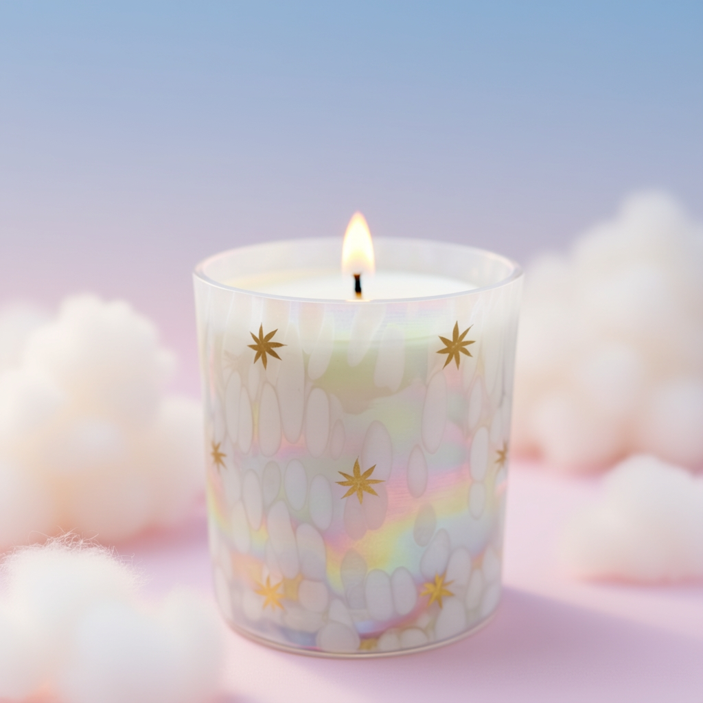Daydream Iridescent Hand Painted Stars Candle 14oz