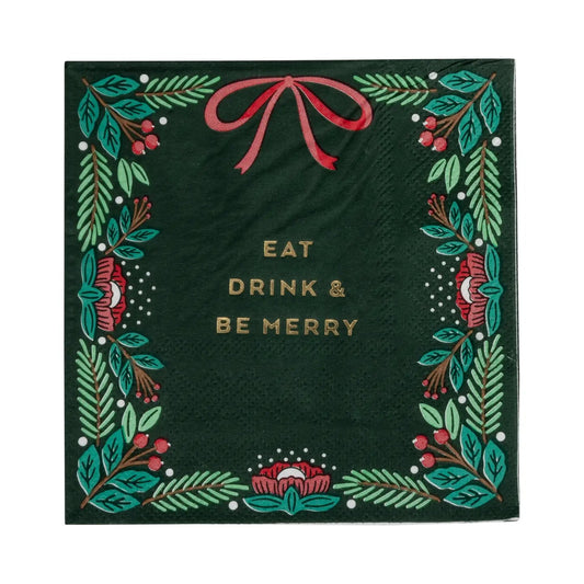 Eat Drink & Be Merry Cocktail Napkin - From Juniper With Love