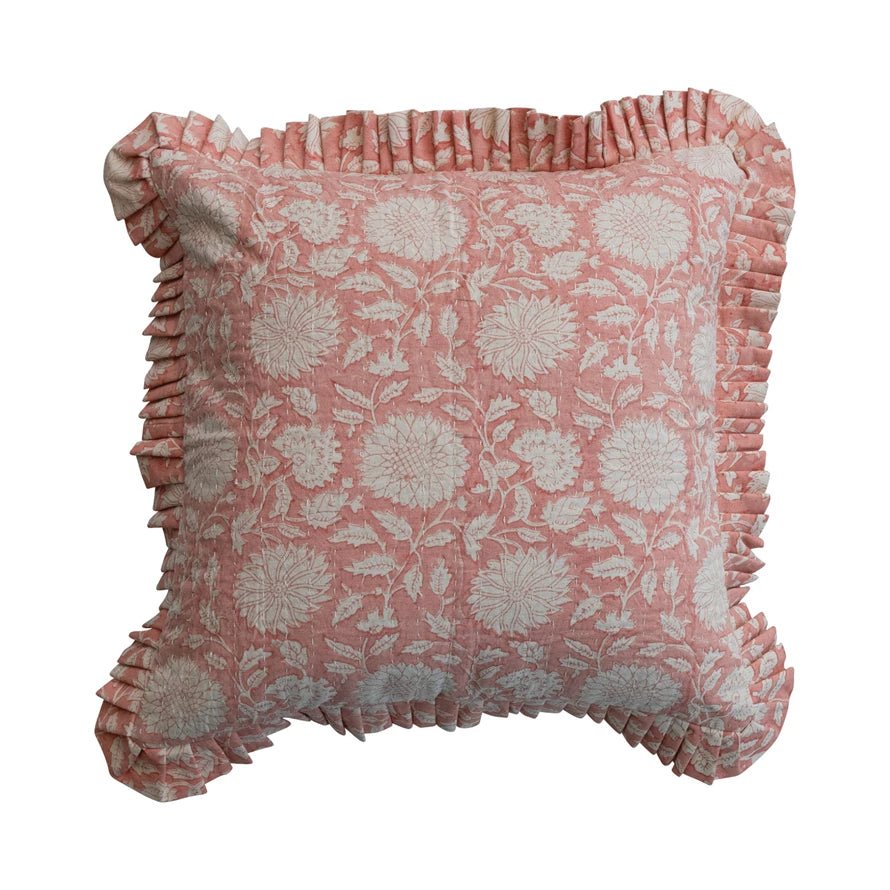 Floral Print Ruffle Pillow - From Juniper With Love