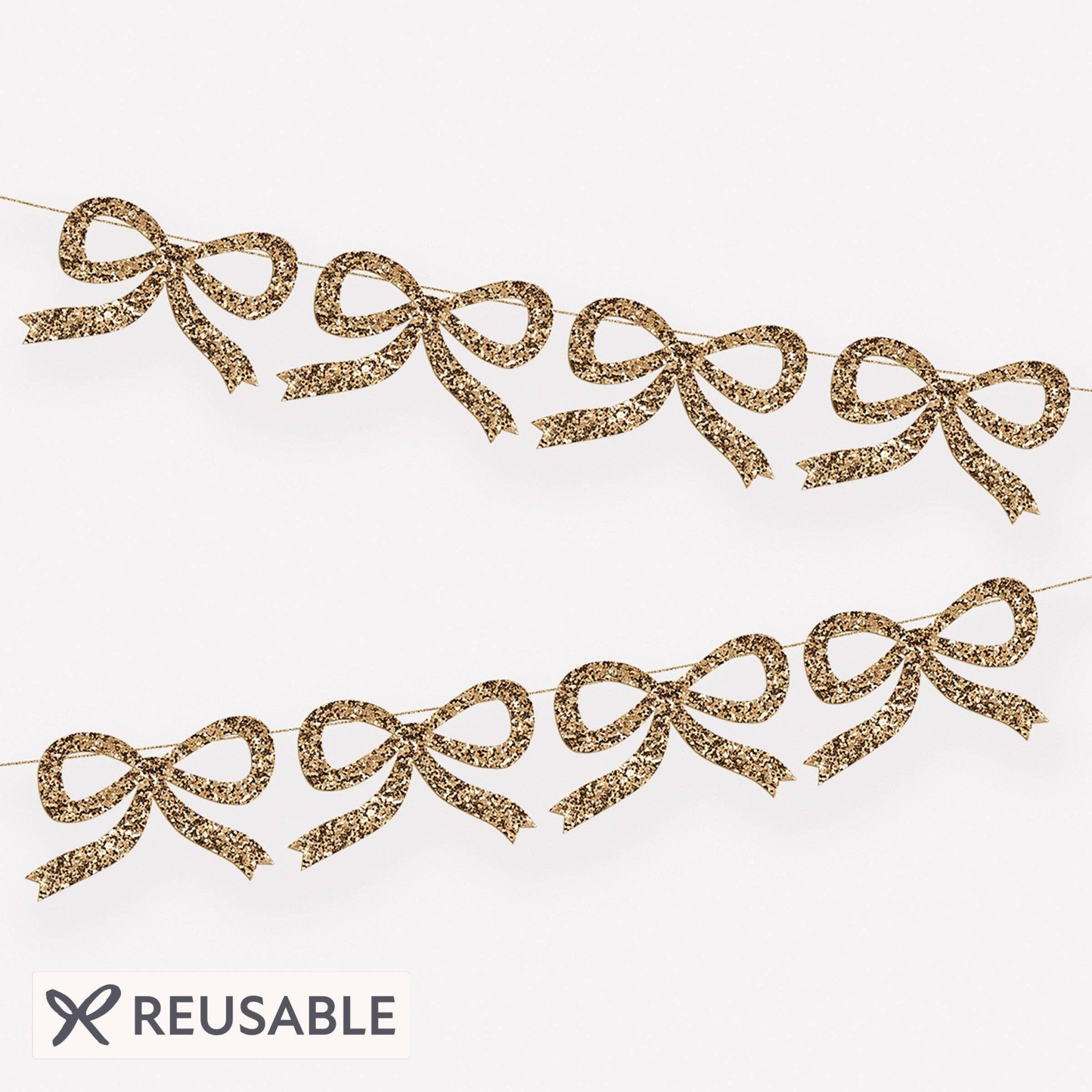 Gold Glitter Bow Garland - From Juniper With Love