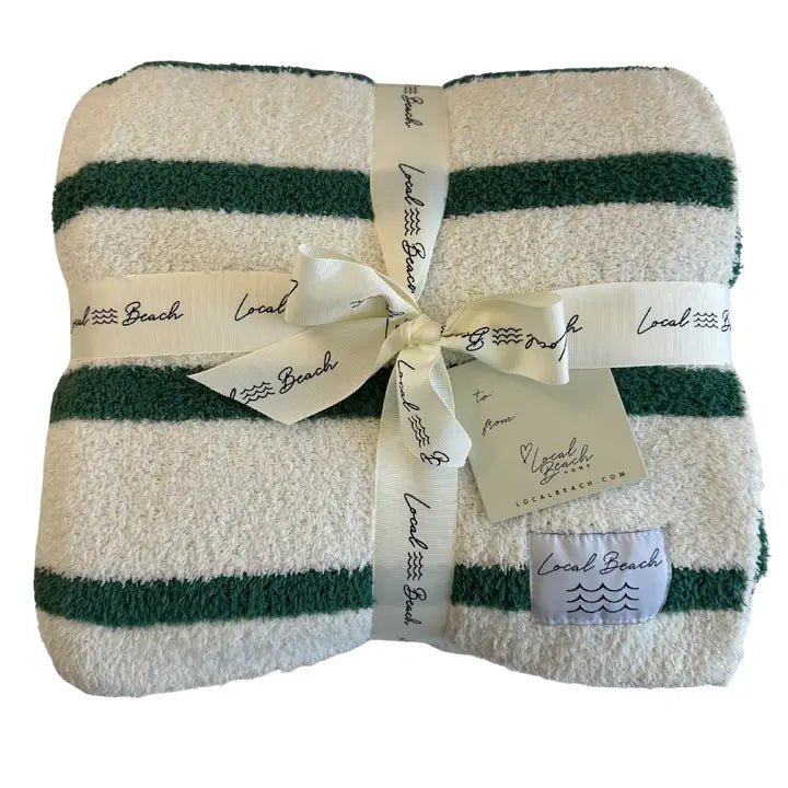 Green/Creme Striped Cozy Luxe Blanket - From Juniper With Love