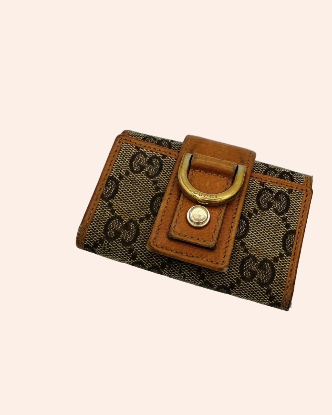 Gucci Key Holder Wallet / GG Canvas with Leather Trim & Gold Hardware - From Juniper With Love