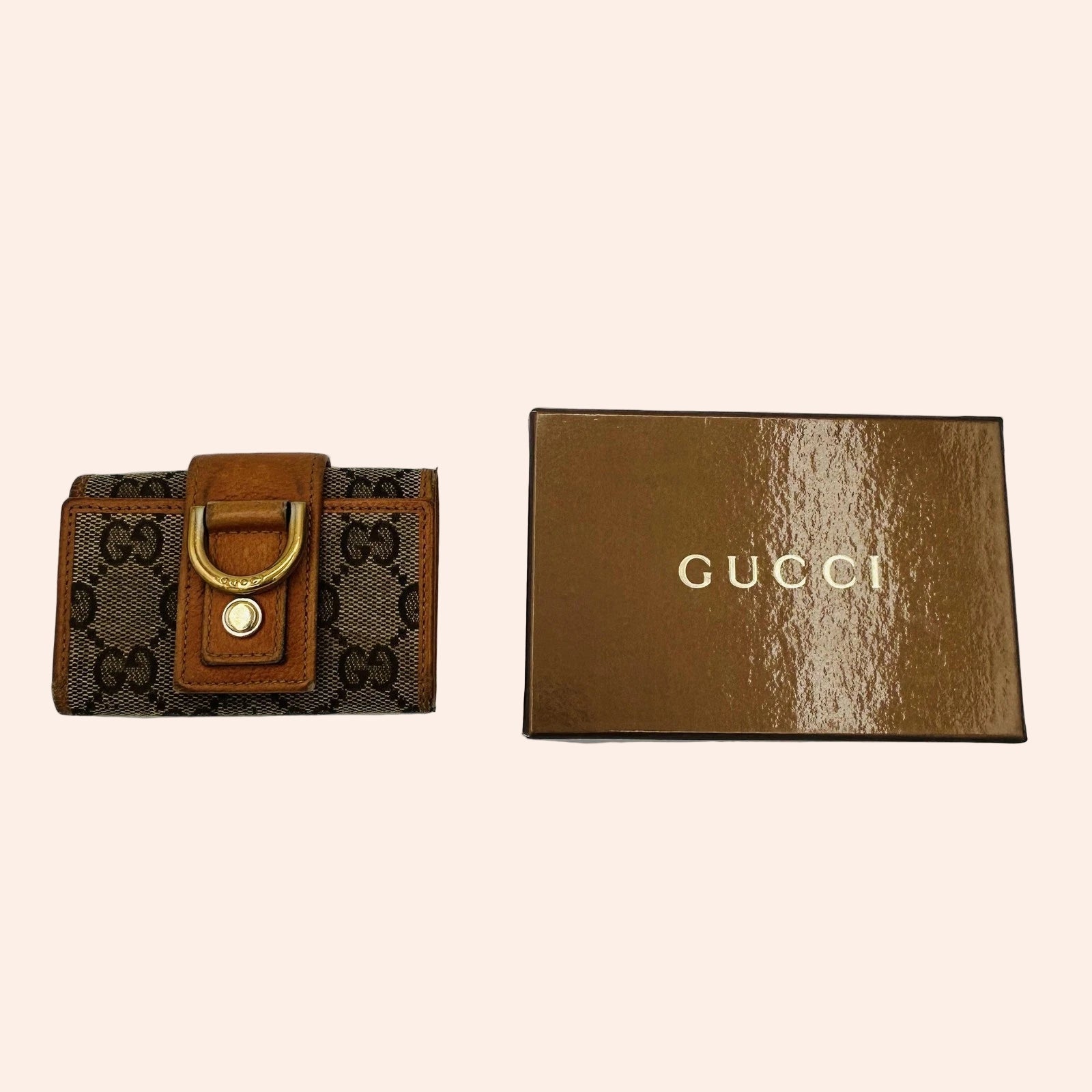 Gucci Key Holder Wallet / GG Canvas with Leather Trim & Gold Hardware - From Juniper With Love