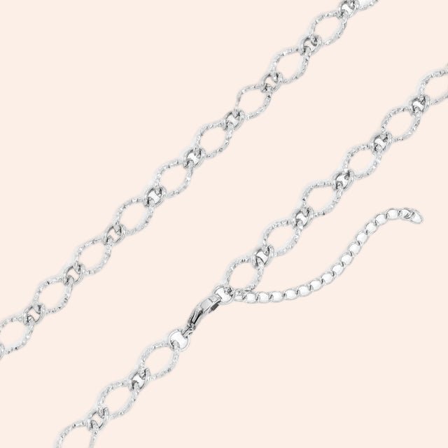 Hammered oval chain necklace in silver by From Juniper With Love