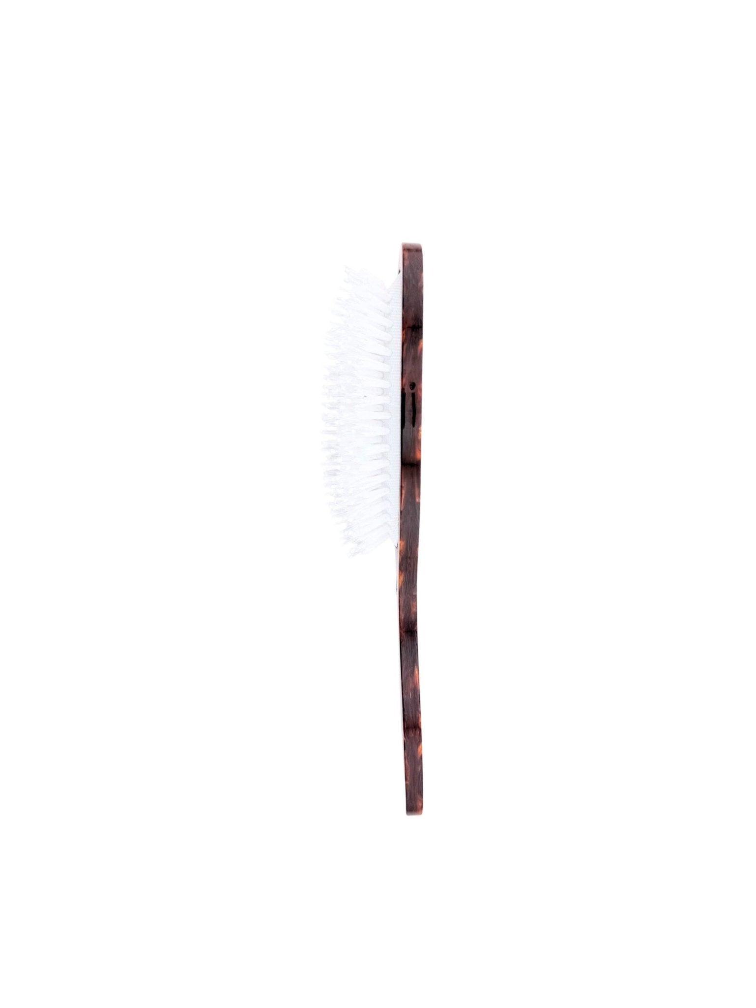 Hand-Painted horseshoe brush with tortoiseshell wooden handle and white bristles