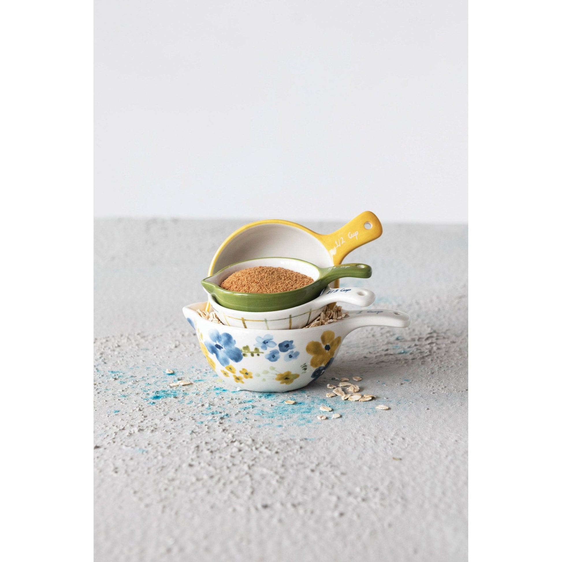 Hand - painted Stoneware Measuring Cups - From Juniper With Love