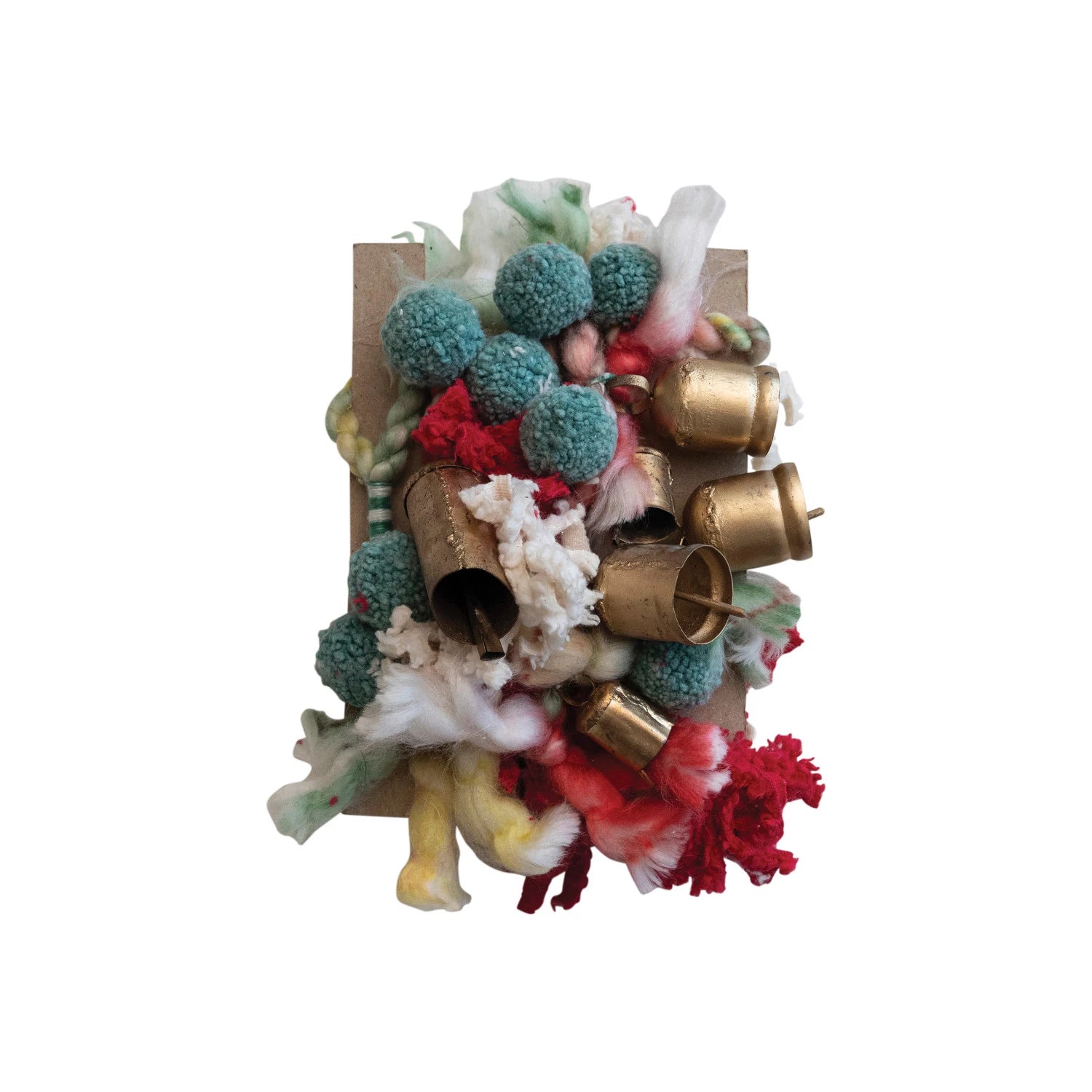 Handmade Wool & Cotton Blend Garland w/ Pom Poms & Metal Bells - From Juniper With Love