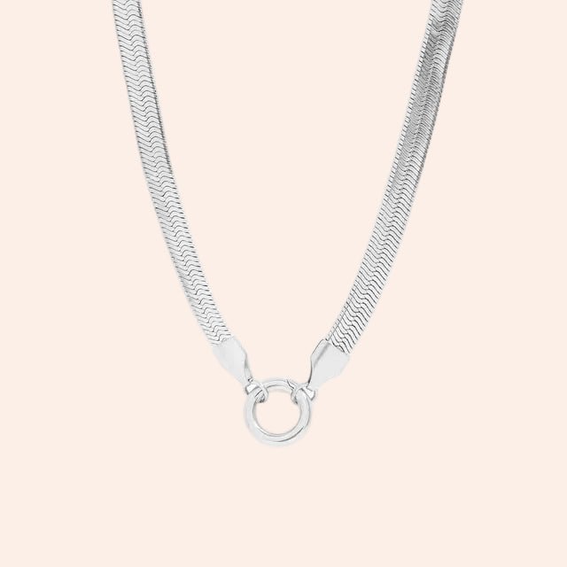 Necklace Herringbone Charm Holder in silver by From Juniper With Love