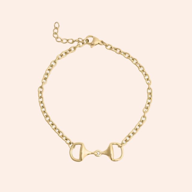 Horse Bit Gold Bracelet by From Juniper With Love; gold-tone chain with bit centerpiece