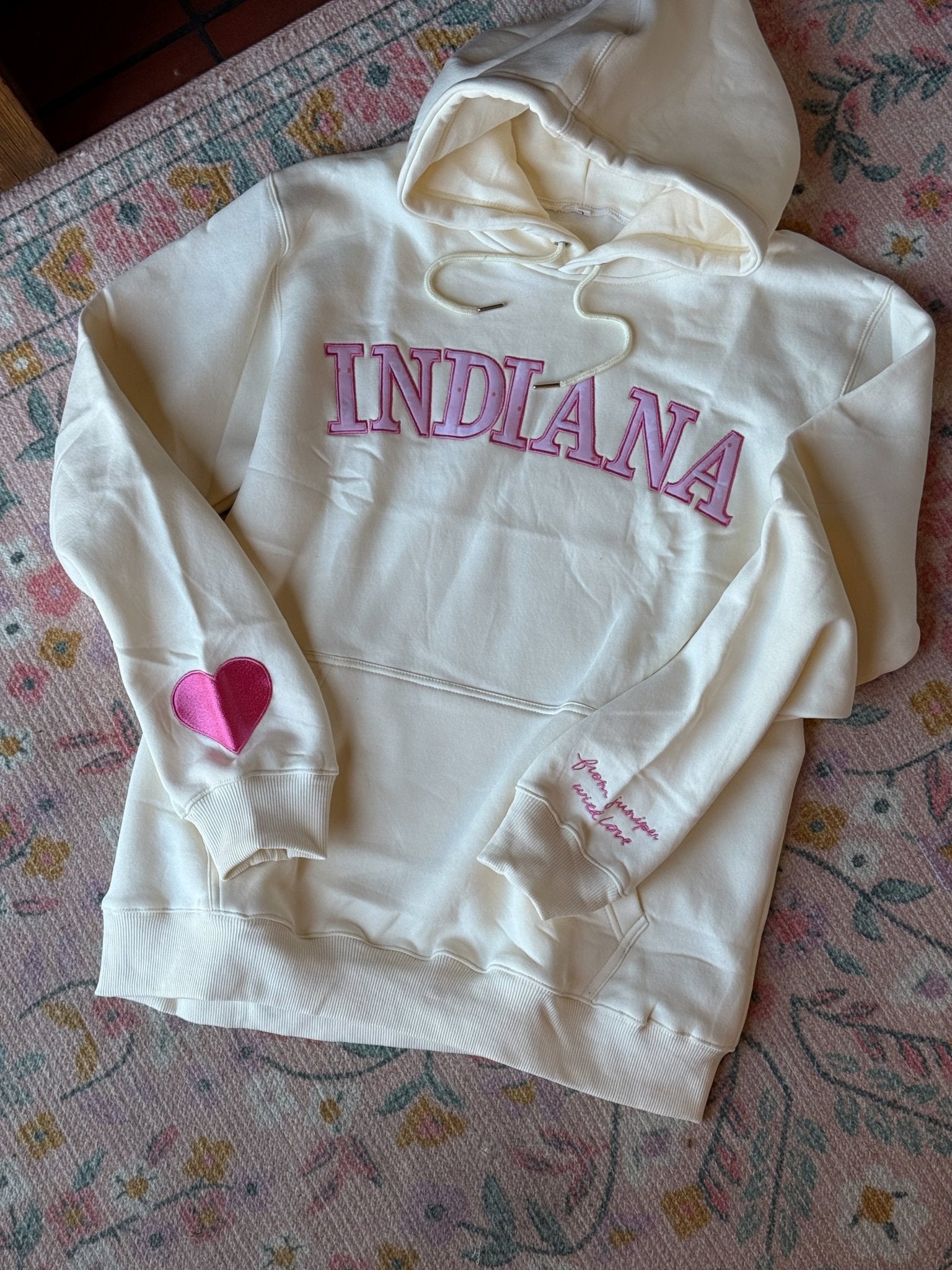 Indiana Embroidered Hoodie / Buttercream - From Juniper With Love