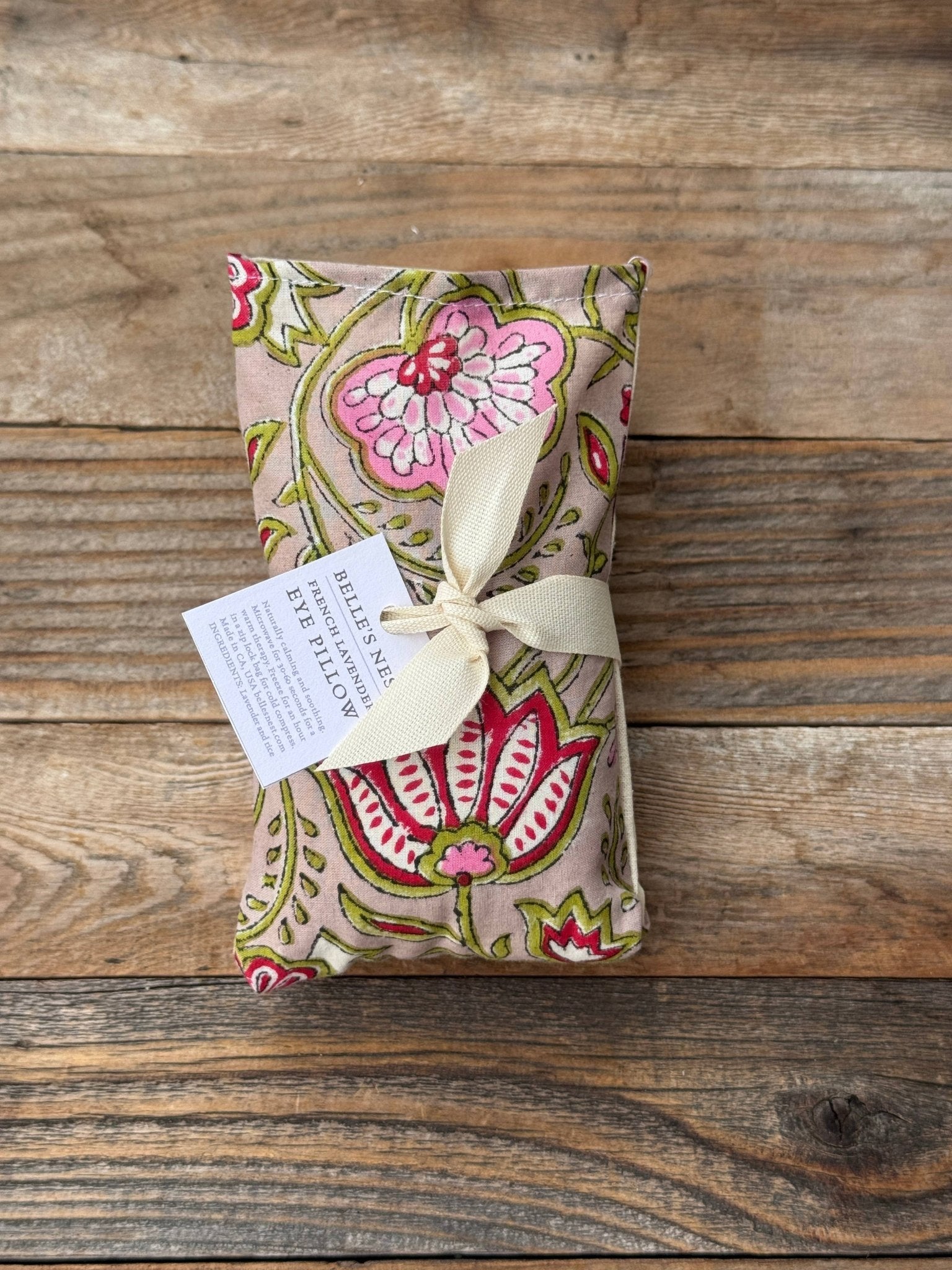 Lavender Eye Pillow / Beige Floral - From Juniper With Love