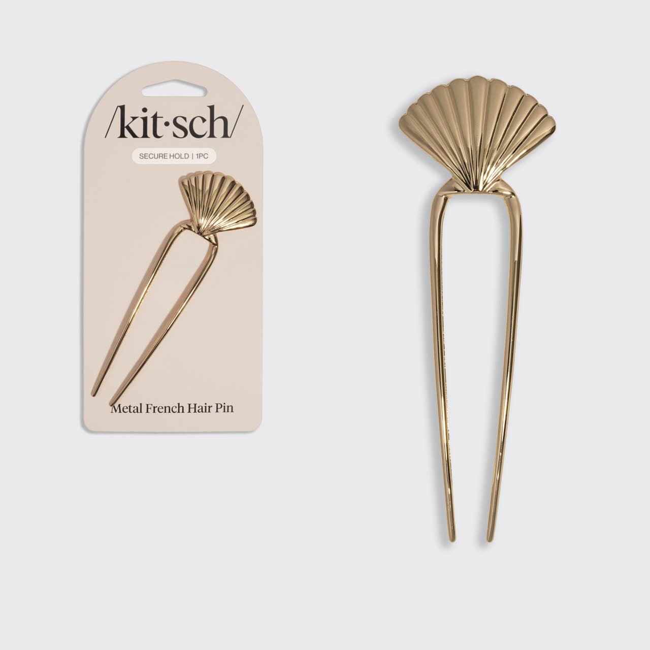 Metal Clam Shell French Hair Pin / Gold - From Juniper With Love