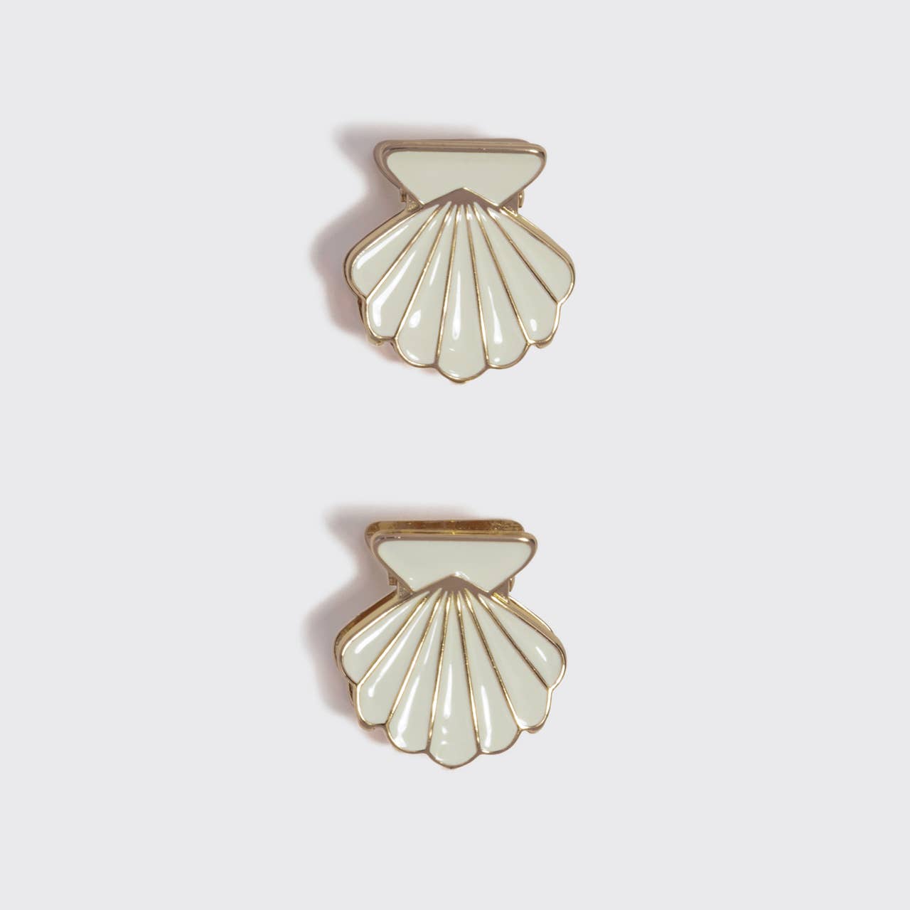 Metal Clam Shell Hair Clip 2pc Set - Gold & Pearlized Cream - From Juniper With Love