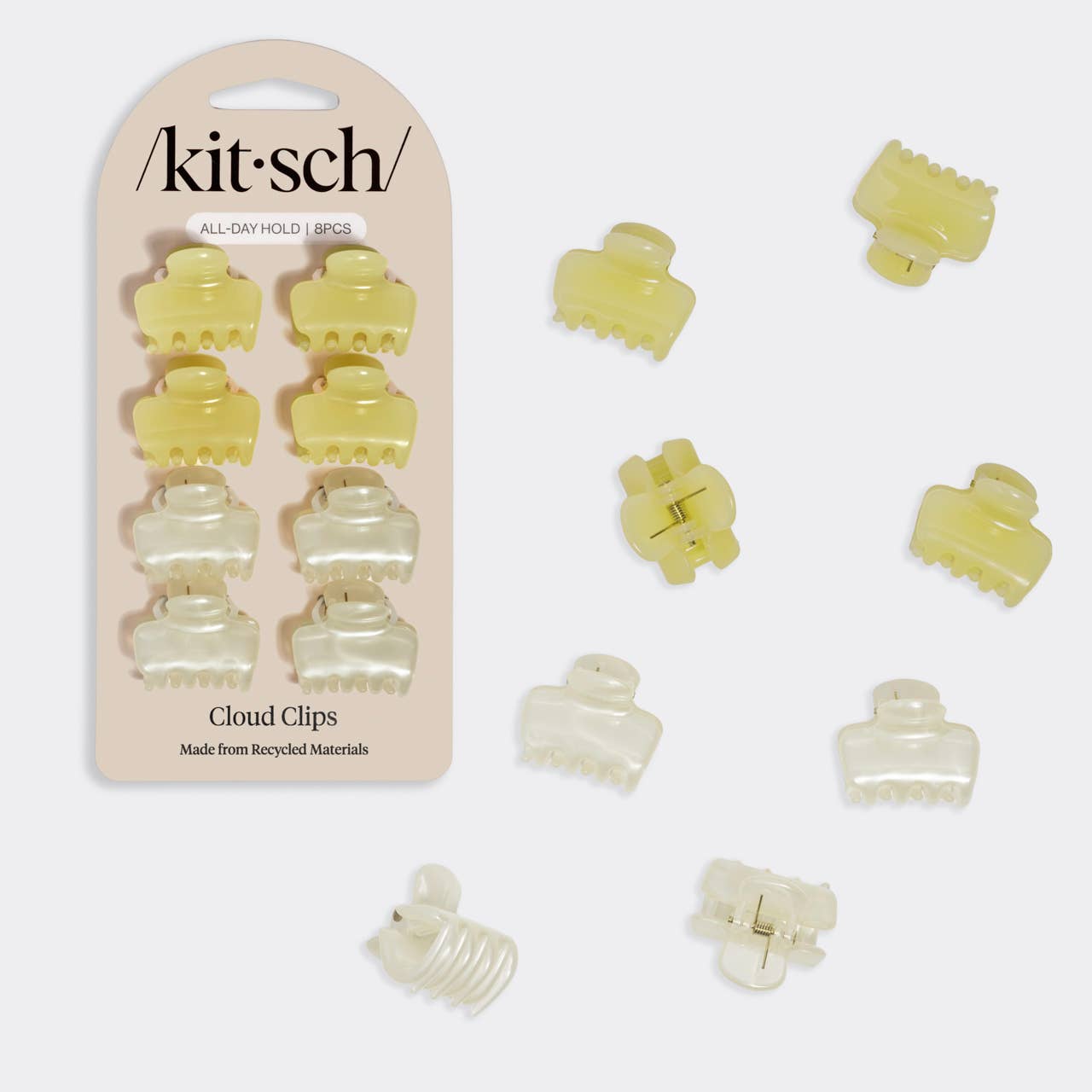 Mini Jelly Cloud Clips 8pc Set / Pearlized Cream & Butter Yellow - From Juniper With Love