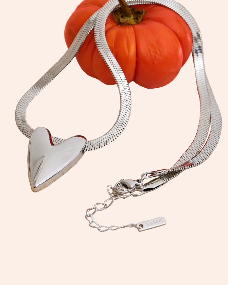 Modern Heart Necklace / Silver - From Juniper With Love