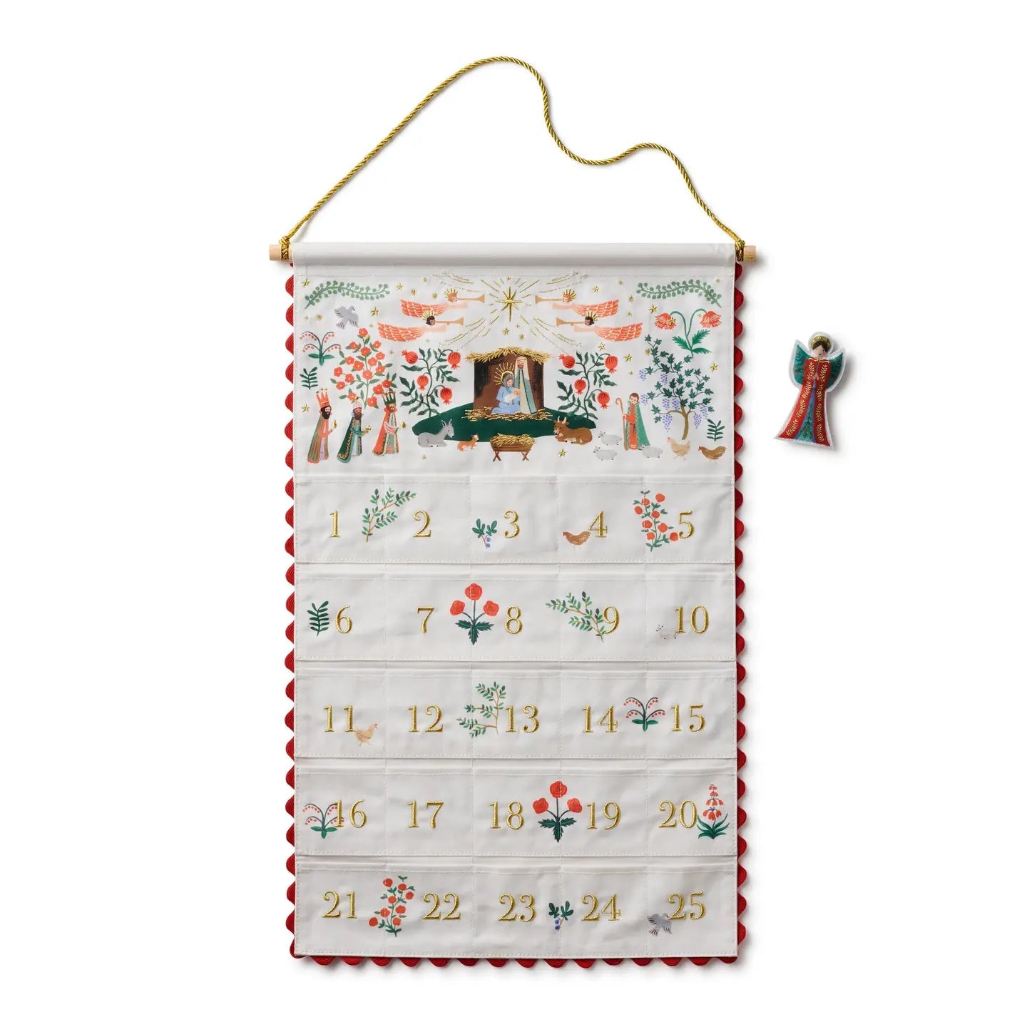Nativity Embroidered Hanging Advent Calendar - From Juniper With Love