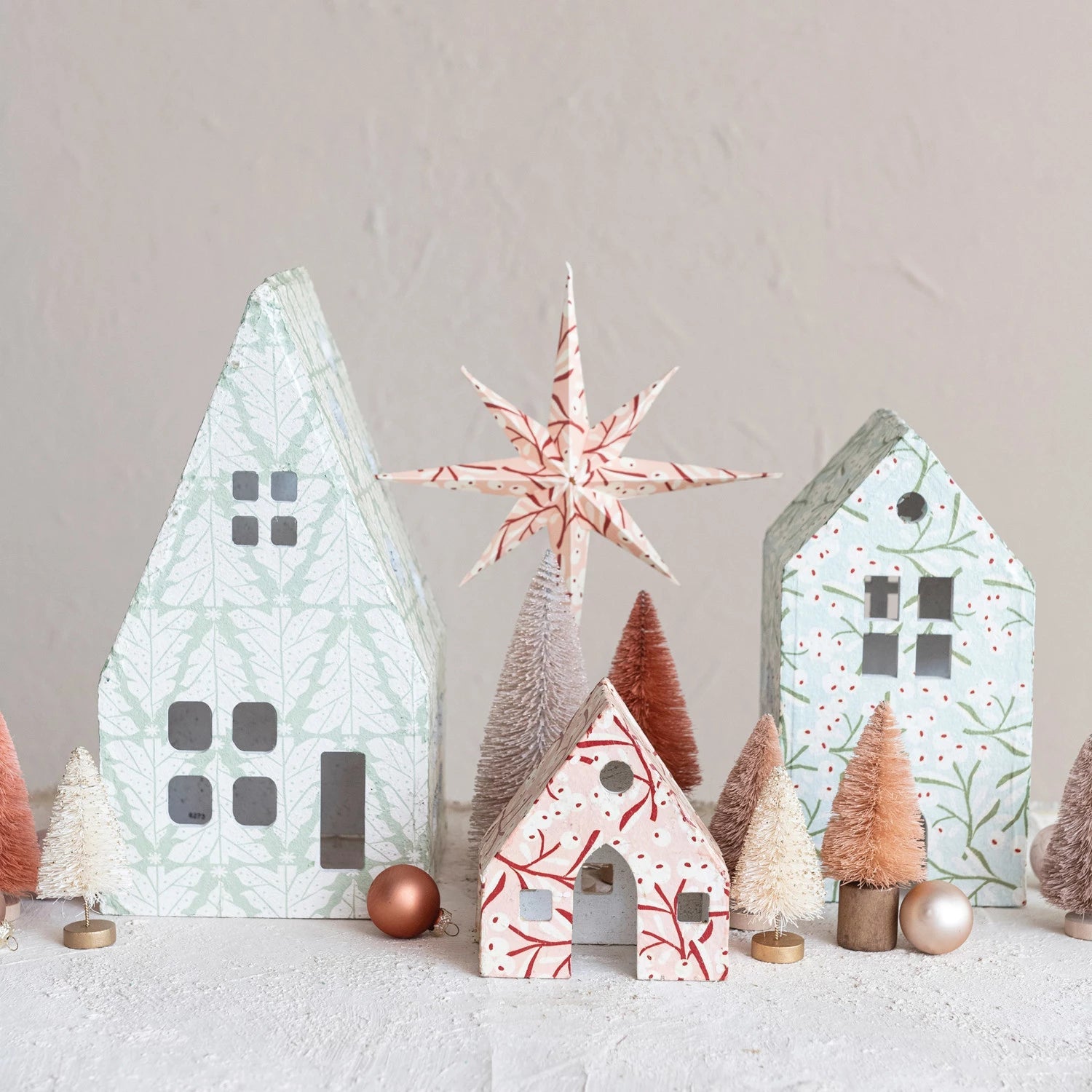 Paper Mache Houses / Set of 3 - From Juniper With Love