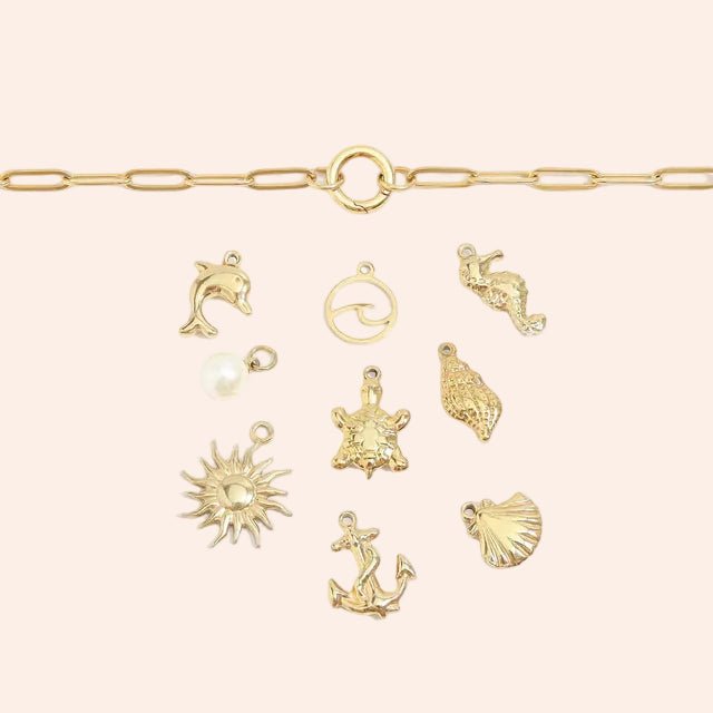 Paperclip Charm Holder Necklace, gold, by From Juniper With Love, featuring nautical charms
