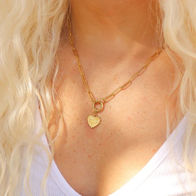 Paperclip Charm Holder Necklace / Gold - From Juniper With Love