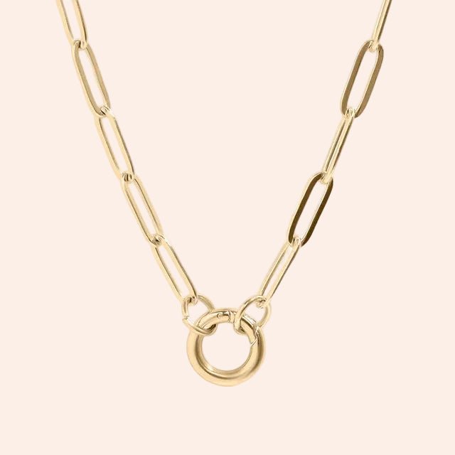 Paperclip Charm Holder Necklace / Gold - From Juniper With Love