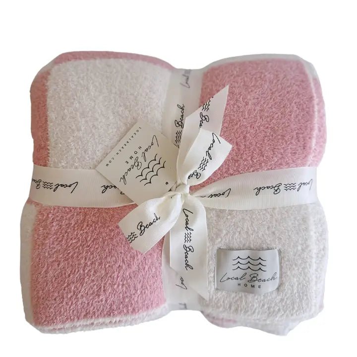 Pink/Creme Checkered Cozy Luxe Blanket - From Juniper With Love