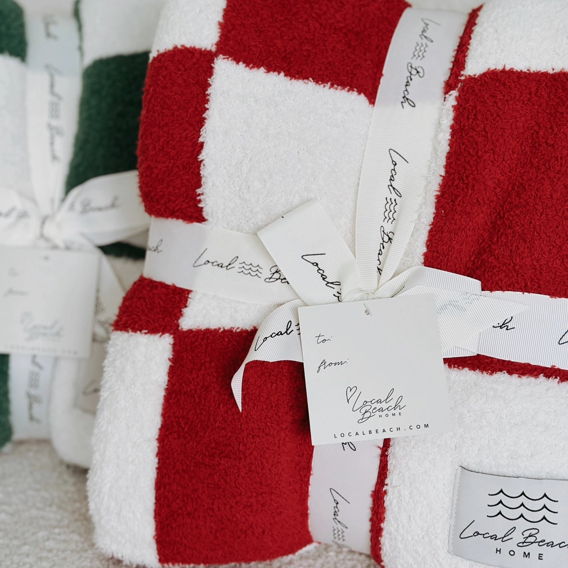 Red/Creme Checkered Cozy Luxe Blanket - From Juniper With Love