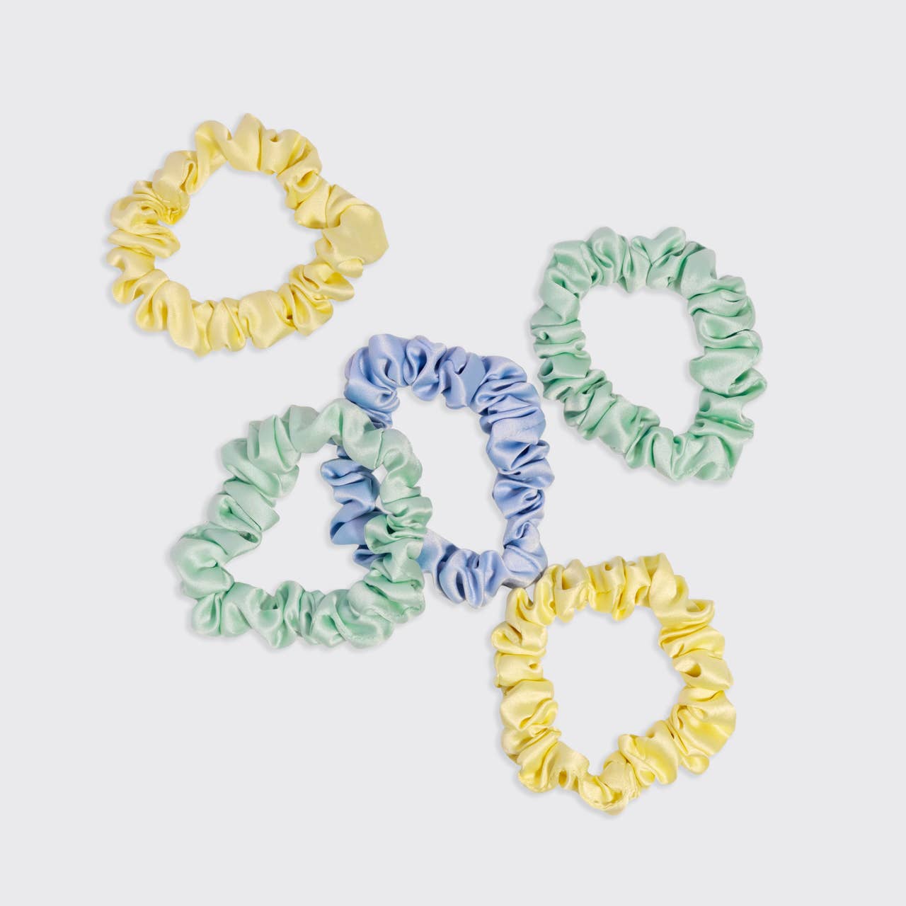 Ruched Satin Scrunchies 5pc Set / Multi - color - From Juniper With Love