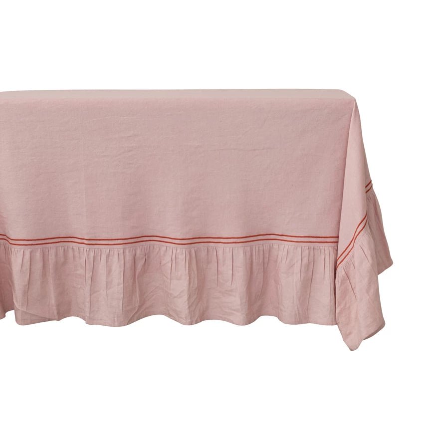 Ruffled Linen Tablecloth / Blush - From Juniper With Love
