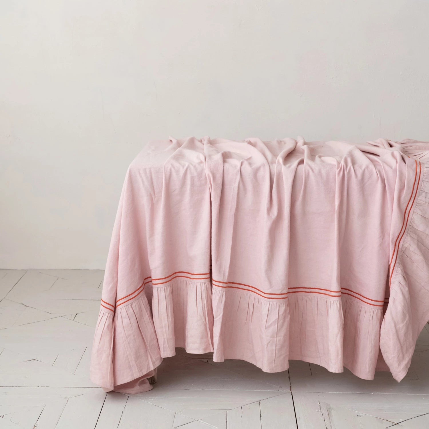 Ruffled Linen Tablecloth / Blush - From Juniper With Love