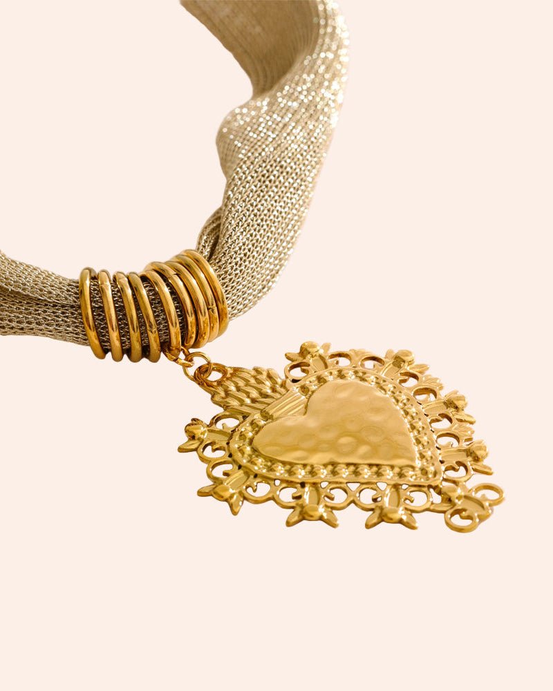 Sacred Heart Mesh Necklace - From Juniper With Love