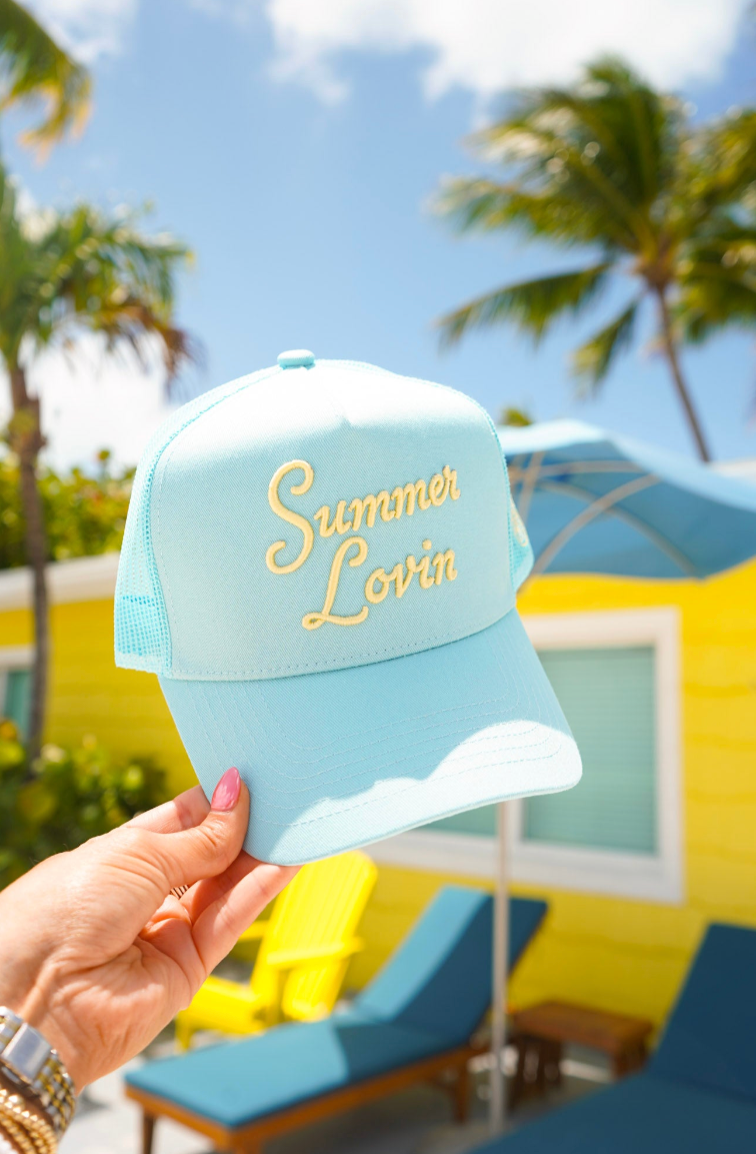Summer Lovin Baby Blue Canvas Trucker Hat - From Juniper With Love