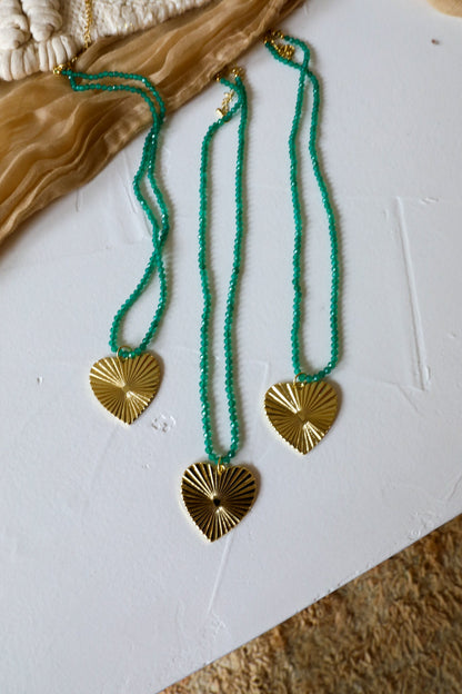 Sunburst Heart Beaded Necklace - From Juniper With Love