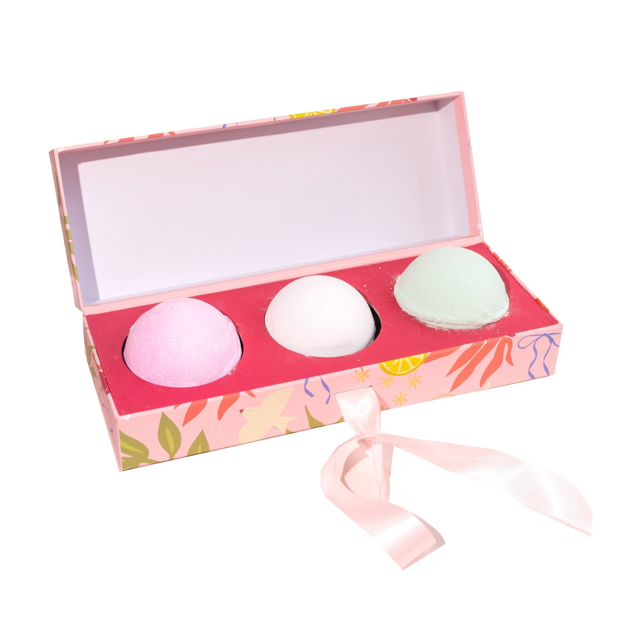 Whimsy Three Balm Set by Musee; pink gift box with three pastel balms