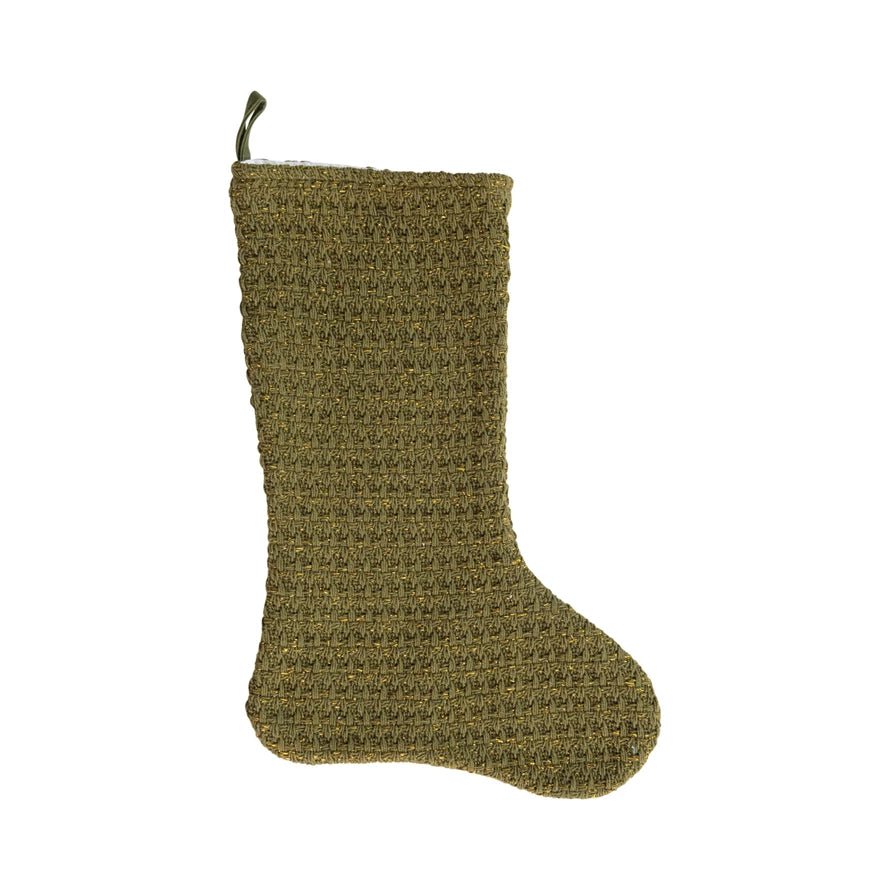 Woven Metallic Stocking / Green - From Juniper With Love