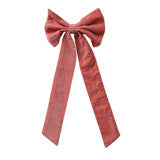 Cotton Velvet Clip-on Bow / Coral