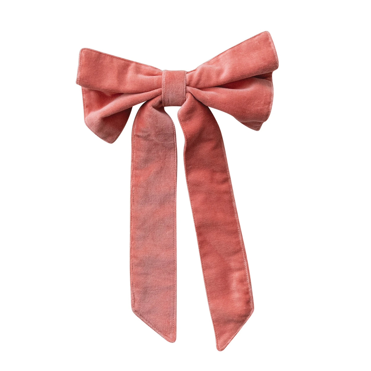 Cotton Velvet Clip-on Bow / Coral
