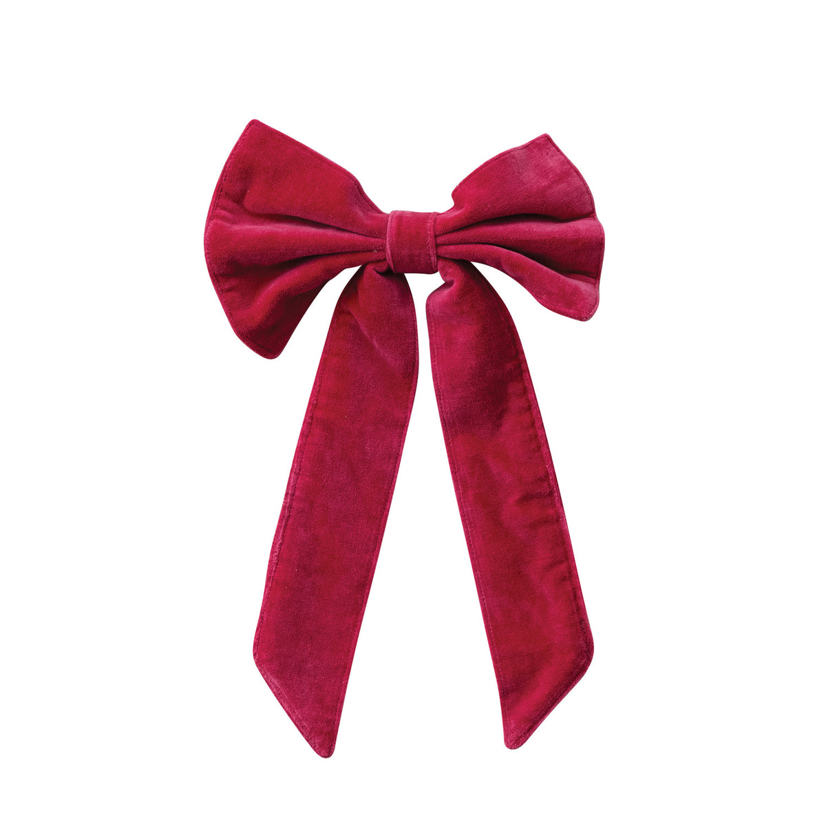 Cotton Velvet Clip-on Bow, Fuchsia Color